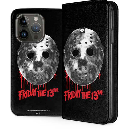 Warner Bros Friday the 13th Jason Voorhees Dripping Mask iPhone 15 Pro Folio Case